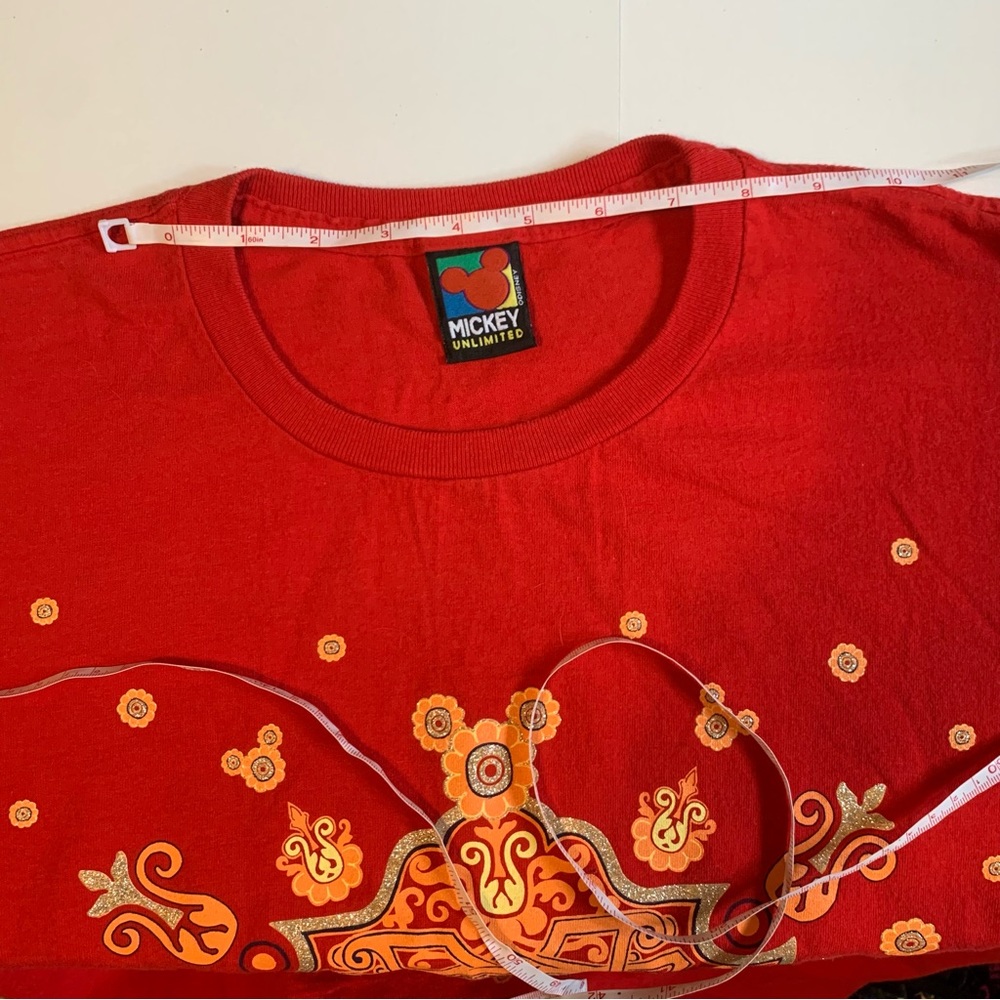 Vintage Disney Mickey Unlimited T Shirt Red Mandela, GUC, No Size Tag- 1X/2X - Picture 7 of 13